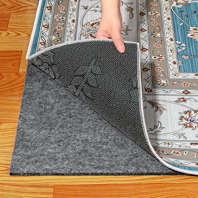 Waterproof Rug Pad, 8x10 ft Under Area Rug Carpet Pad, Non Slip Felt Rug Pads for Hardwood Floors, Keep Carpets in Place Soft and Prevent Rug from Wrinkling or Buckling