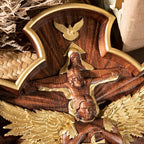 BGCOPPER Saint Michael Cross Wall Decor, Wooden Holy Trinity Crucifix Wall Cross, Jesus Cross for Wall Hanging Christmas Gift (14 Inch)