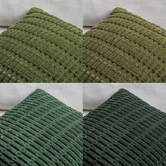 Fancy Homi 4 Packs Decorative Throw Pillow Covers for Living Room Couch Bed, Modern Farmhouse Boho Home Décor Accent Cushion Case, 24" x 12", Green Series