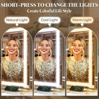 FENNIO Vanity Mirror with Lights 32"x22", Lighted Makeup Mirror, Large Vanity Mirror, Touch Sensor with 3-Color Lighting, 10X Magnification and USB Charging Port for Vanity Desk（Square Gold）