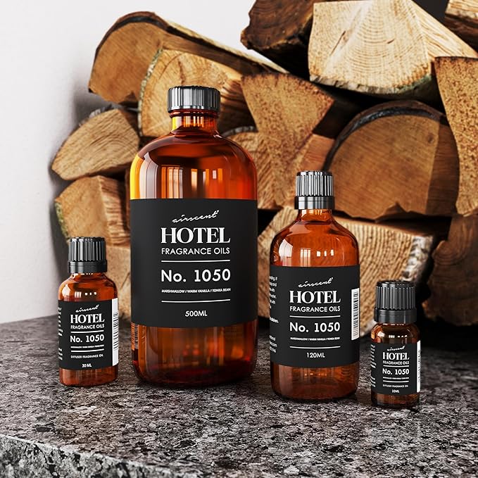 AirScent Warm Vanilla Hotel Diffuser Oil No. 1050 - Marshmallow Vanilla Tonka Bean - Premium Fragrance Oil for Ultrasonic and Waterless Diffusers and Crafting - 10 mL, 0.34 fl oz Dropper Bottle