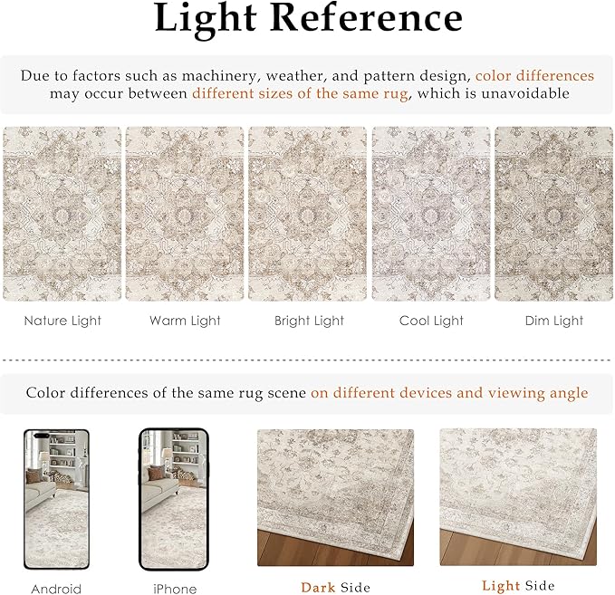 Beige Runner Rug 2'6"x14' Washable Vintage Carpet Hallway Kitchen Soft Retro Low Pile Thin Indoor Bedroom Non Slip Oriental Medallion Long Throw Rug for Bathroom Laundry Dining Room