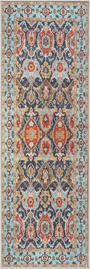 Keen Home Design 2x7 Rug - Machine Washable Runner Rug with Non-Slip Backing, Ideal for Hallway, Entryway, Kitchen, Laundry Room - Vintage, Easy Clean, Durable, Low Pile Rug - (2'6" x 7')