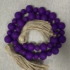 Handcrafted Farmhouse Wooden Decorative Beads Garland, Table Tray Boho Wood Beads with Tassel, Small Rustic Antique Decor for Home and Events (Royal Purple)