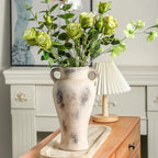 Rustic Ceramic Vase with Handle, 12.6 inch Large Handcrafted Farmhouse Decorative Pottery Vase for Table Centerpiece, Wedding Decor, or Entryway Arrangement