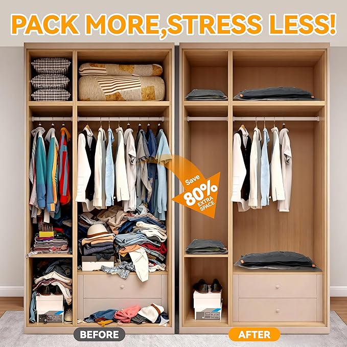 travel vacuum bags with Rechargeable Cordless Pump,18 Pack Vacuum Storage Space Saver Bags,vacuum luggage,Vacuum Seal Bags Seasonal Storage for Clothes Bedding Blanket Pillows Comforters