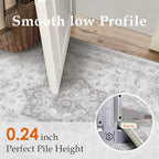 Grey Gray Area Rug 4x6 Washable Vintage Carpet for Office Living Room Soft Retro Low Pile Thin Indoor Rug Non Slip Oriental Medallion Floor Cover for Bedroom Kitchen Dining Room