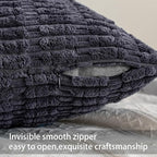 Aegero Pack of 2 Corduroy Decorative Throw Pillow Covers 20x20 InchSoft Striped Pillow Covers Modern Farmhouse Home Decor for Sofa Living Room Couch Bed（Dark Grey）
