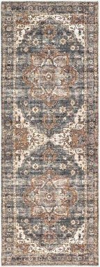 Keen Home Design 2x10 Rug - Machine Washable Runner with Non-Slip Backing, Ideal for Hallway, Entryway, Kitchen, Laundry Room - Vintage, Easy Clean, Durable, Low Pile Rug - (2'6" x 10')