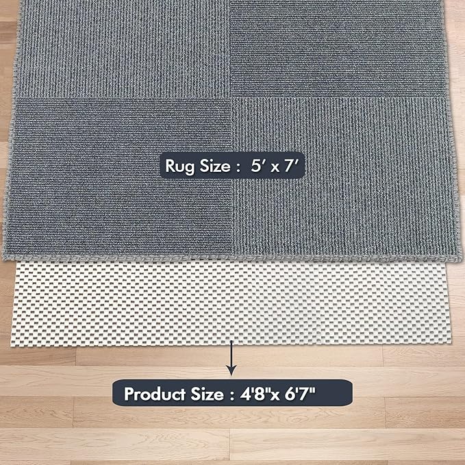 Non Slip Area Rug Pads Non Skid Rug Gripper 5x7 Feet Extra Thick Pad Anti-Slip Carpet Rug Mats for Hardwood Surface Floors, Keep Rugs Safe and in Place (5 x 7 Ft)