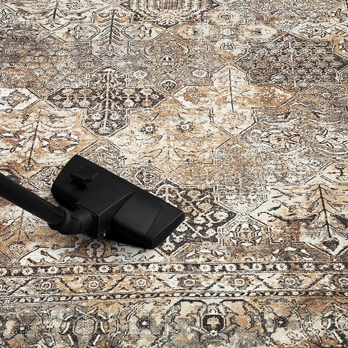 Keen Home Design 8x10 Rug - Machine Washable Area Rug with Non-Slip Backing, Ideal for Living Room, Dining Room, Bedroom - Vintage, Easy Clean, Durable, Low Pile Rug - (8' x 10')