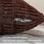 Aegero Pack of 2 Corduroy Decorative Throw Pillow Covers 22x22 Inch Soft Striped Pillow Covers Modern Farmhouse Home Decor for Sofa Living Room Couch Bed（Dark Brown）