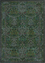 Lessymo Floral Washable Rug 9x12, Living Room Area Rugs Non Slip Boho Low Plie Large Carpet for Bedroom Dining Room Home Office, Vintage Flower Decor Distressed Retro Indoor, Forest Green