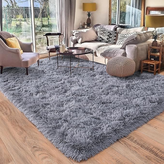 Rugs for Bedroom 4x6, Soft Shaggy Modern Shag Area Rug for Living Room, Upgrade Non-Slip Plush Fluffy Carpet for Kids Boys Girls Room Home Decor Aesthetic, Grey