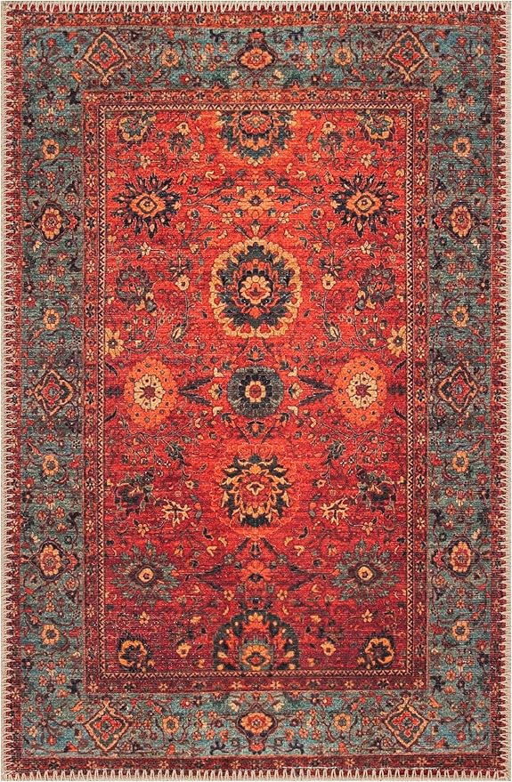 Keen Home Design 2x3 Rug - Machine Washable Entry Rug with Non-Slip Backing, Ideal for Enteryway, Kitchen, Bathroom, Laundry Room - Vintage, Easy Clean, Durable, Low Pile Rug - (2' x 3')