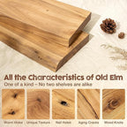 fuqing Floating Shelves for Wall, 72 inch Rustic Solid Elm Wood Floating Shelves, Wooden Wall Shelves with Invisible Heavy Duty Brackets for Living Room, Bedroom, Kitchen, Bathroom, 1 Pack, Natural