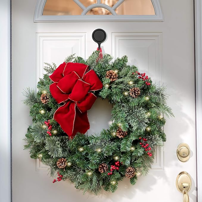 Haute Decor Attract Pinch-Free Magnetic Wreath Hanger (Matte Black) for Metal Doors and Surfaces - Hold Decorations, Signs, and More!