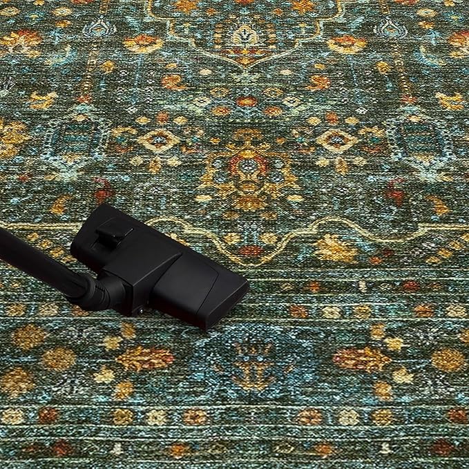 Keen Home Design 8x10 Rug - Machine Washable Area Rug with Non-Slip Backing, Ideal for Living Room, Dining Room, Bedroom - Vintage, Easy Clean, Durable, Low Pile Rug - (8' x 10')