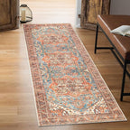 Keen Home Design 2x12 Rug - Machine Washable Runner with Non-Slip Backing, Ideal for Hallway, Entryway, Kitchen, Laundry Room - Vintage, Easy Clean, Durable, Low Pile Rug - (2'6" x 12')