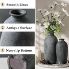 Ceramic Vases for Home Decor, Black Bronze Ceramic Vase Set of 2, Vintage Minimalist Decorative Vase for Table Centerpiece Dining Living Room Office House Nightstand Fireplace Decoration
