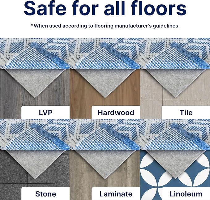 RUGPADUSA - Eco-Plush - 11'x13' - 3/8" Thick - 100% Felt - Extra Cushioned Rug Pad - Available in 3 Thicknesses, Many Custom Sizes