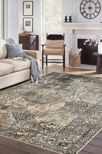 Keen Home Design 4x6 Rug - Machine Washable Area Rug with Non-Slip Backing, Ideal for Living Room, Dining Room, Bedroom - Vintage, Easy Clean, Durable, Low Pile Rug - (4' x 6')