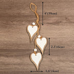 Sun&Beam Heart-Shaped Wooden Decorative 4Pcs Hanging Handmade Hearts Ornaments for Wedding Party Valentine Christmas Home Decoration Car Décor (#2, 4Pcs)
