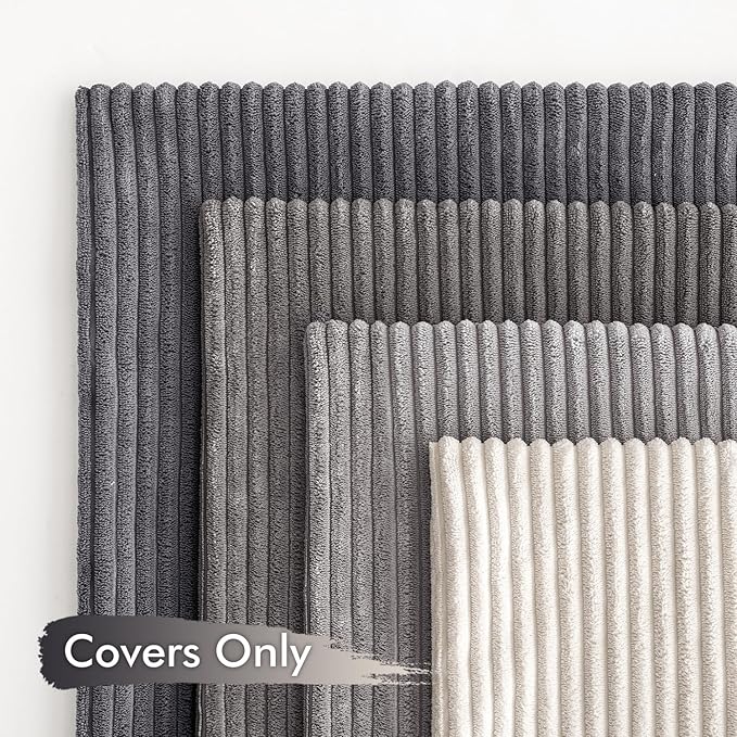 MIULEE Pack of 4 Neutral Grey Gradient Decorative Throw Pillow Covers 18x18 Inch Soft Boho Striped Corduroy Pillow Covers Modern Farmhouse Home Decor for Sofa Living Room Couch Bed