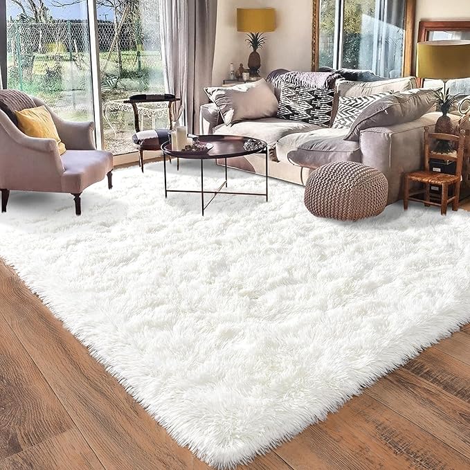 Rugs for Bedroom 4x6, Soft Shaggy Modern Shag Area Rug for Living Room, Upgrade Non-Slip Plush Fluffy Carpet for Kids Boys Girls Room Home Decor Aesthetic, Cream White