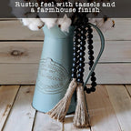 Boho Wood Decorative Beads & Tassel Garland Black