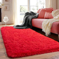 Runner Rugs for Bedroom 2x6 Rug Runners for Hallways Non Slip Soft Shag Bedside Rug, Fluffy Area Rug Throw Rugs for Living Room, Floor Carpet Runner for Nursery Kids Dorm, Red