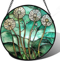 Stained Glass Window Hanging, Green Abstract Lotus Leaves Tree Sun Catcher for Window Door Home Decor Plant Suncatcher Christmas Mother's Day Birthday Gifts for Women Men Mom Nana 11.8 in