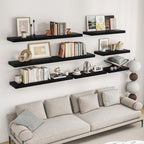 RICHFOCUS 31.5Inch Floating Shelves for Wall 2 Pack Shelves for Bedroom|Kitchen|Bathroom Wall Mounted Rustic Wood Floating Shelf with Invisible Brackets for Books|Storage|Decor, Black