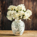 Ceramic Rustic Vase, Green and Beige Flower Vintage Decorative Vase Chinoiserie Decor Rustic Farmhouse Retro Floral Vases for Table Bookshelf Mantel Kitchen Living Room Office- 7.8inch
