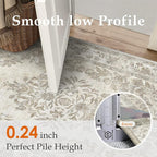 4x6 Area Rug Beige Washable Office Vintage Distressed Carpet Bedroom Indoor Medallion Floral Living Room Non Slip Retro Throw Floor Mat for Dining Room Kitchen Bathroom
