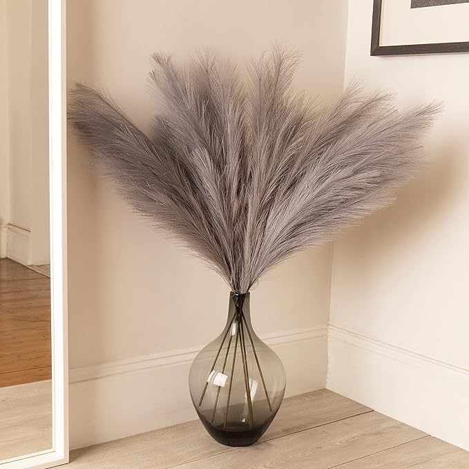 Floor Vase, Large Gray Glass Tall Big Vases, Smoked Black Glass Vase, Large Decorative, 15 inches Tall, Demijohn