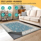 Waterproof Rug Pad, Thick 3x5 ft Under Area Rug Carpet Pad, Non Slip Felt Rug Pads for Hardwood Floors, Keep Carpets in Place Soft and Prevent Rug from Wrinkling or Buckling