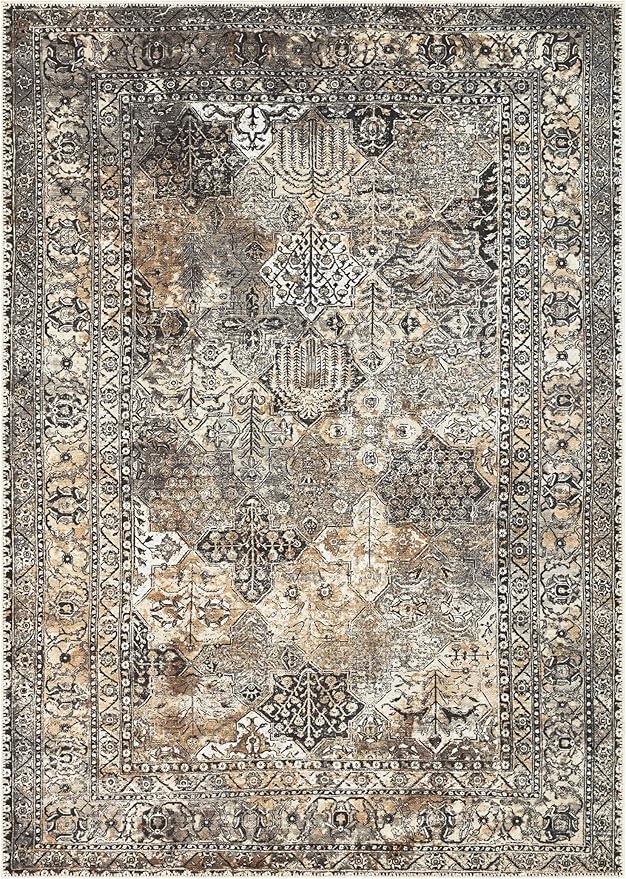 Keen Home Design 10x14 Rug - Machine Washable Area Rug with Non-Slip Backing, Ideal for Living Room, Dining Room, Bedroom - Vintage, Easy Clean, Durable, Low Pile Rug - (9'7" x 14')