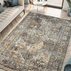 Keen Home Design 10x14 Rug - Machine Washable Area Rug with Non-Slip Backing, Ideal for Living Room, Dining Room, Bedroom - Vintage, Easy Clean, Durable, Low Pile Rug - (9'7" x 14')