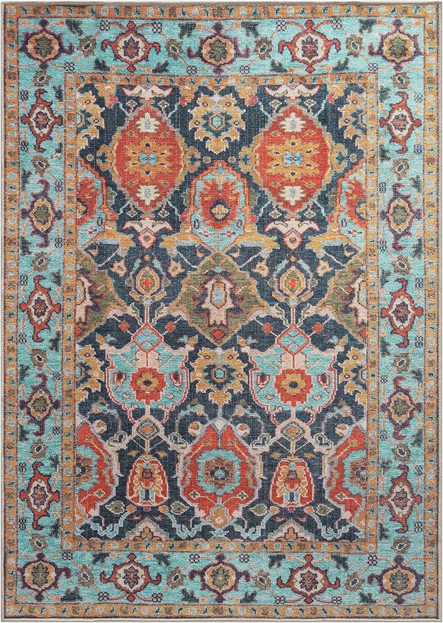 Keen Home Design 4x6 Rug - Machine Washable Area Rug with Non-Slip Backing, Ideal for Living Room, Dining Room, Bedroom - Vintage, Easy Clean, Durable, Low Pile Rug - (4' x 6')