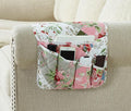 Brilliant Sunshine Peach Flowers Patchwork Couch Armrest 5 Pockets Organizer, Slip Resistant Recliner Armchair Caddy, Washable Remote Controls Holder, Storage for Magazine, Tablet, iPad, Peach Olive